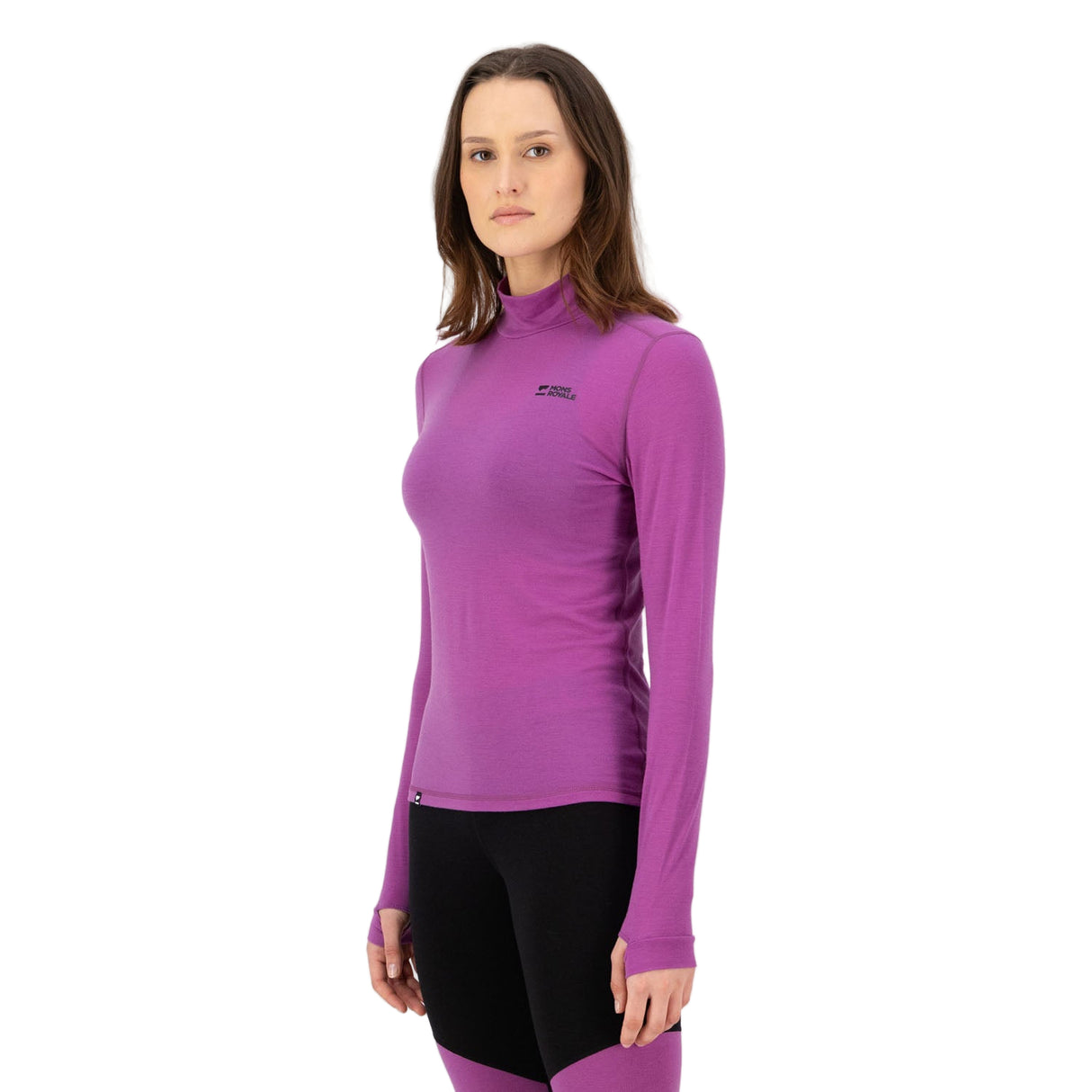 Cascade Merino Mock Neck Long Sleeve Baselayer Top