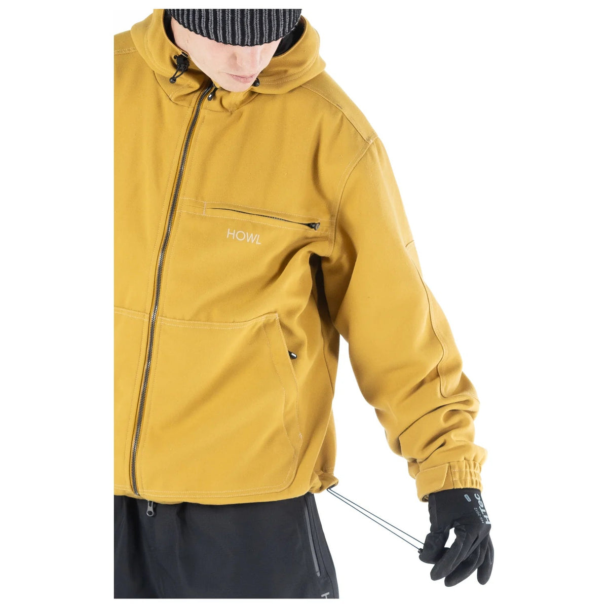 Howl Workwear Jacket in Tan, chest pocket detail