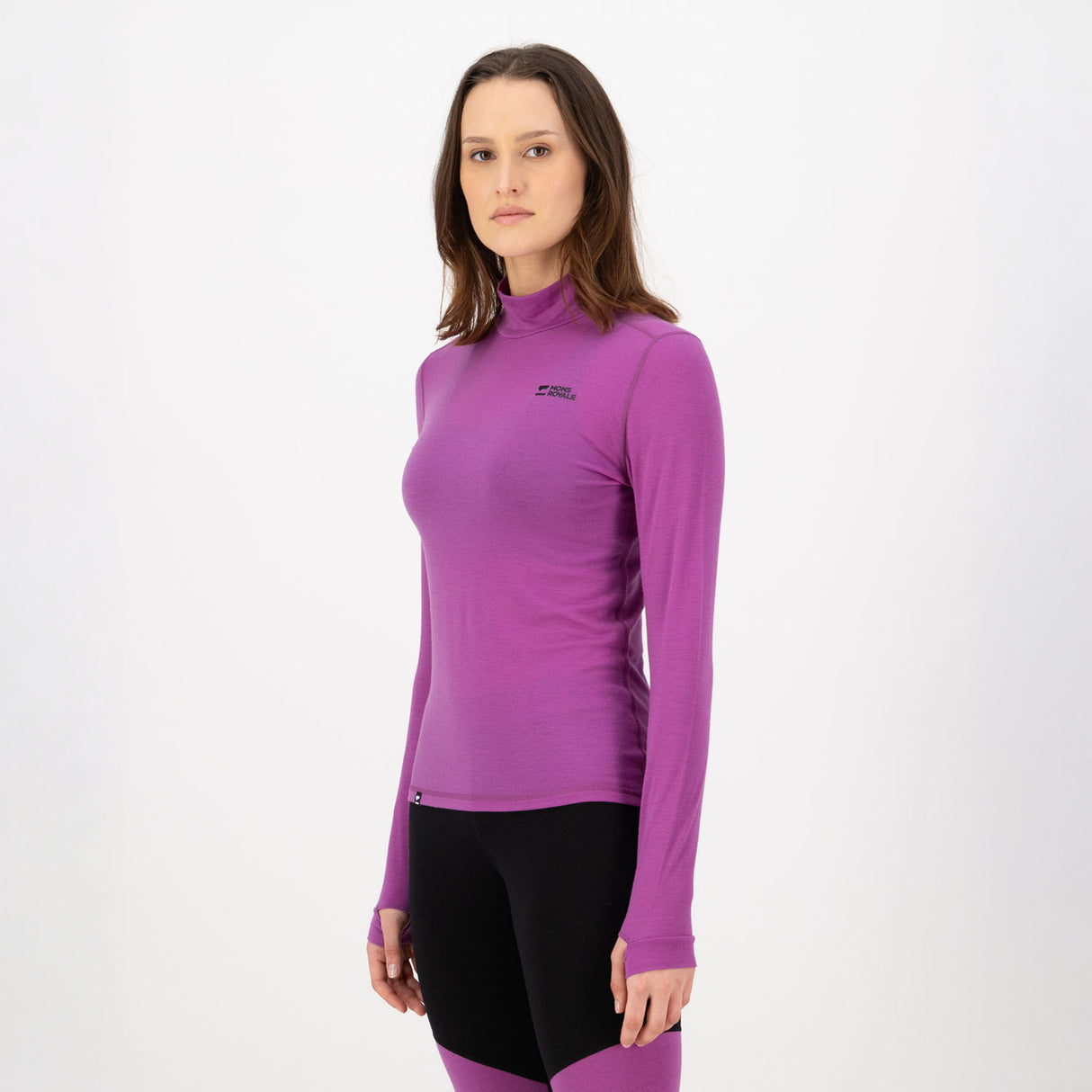Cascade Merino Mock Neck Long Sleeve Baselayer Top