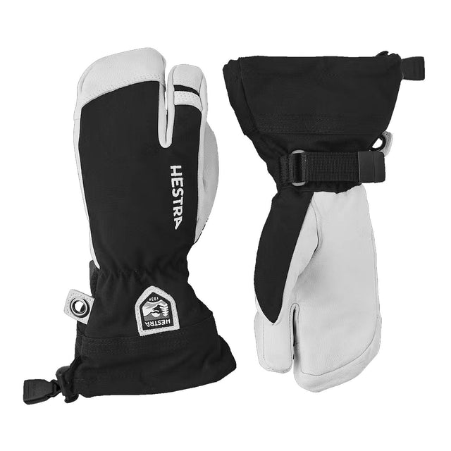 Junior Army Leather Heli Ski 3-Finger Gloves - Snowtrax