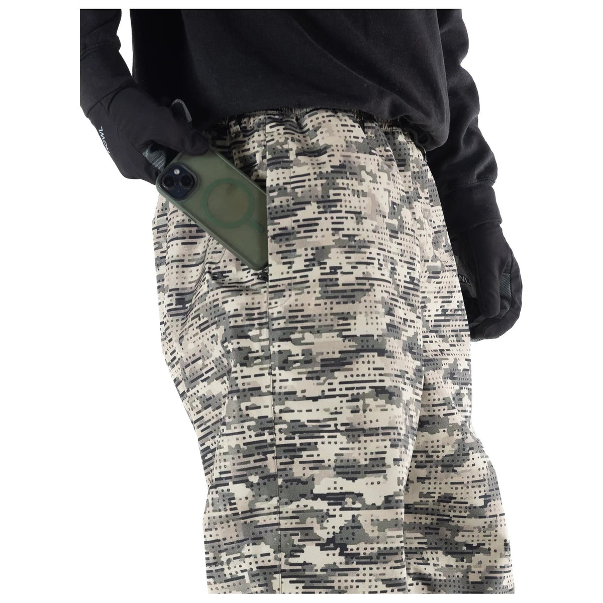 Howl Nowhere Pant in Camo, zip hand pocket detail