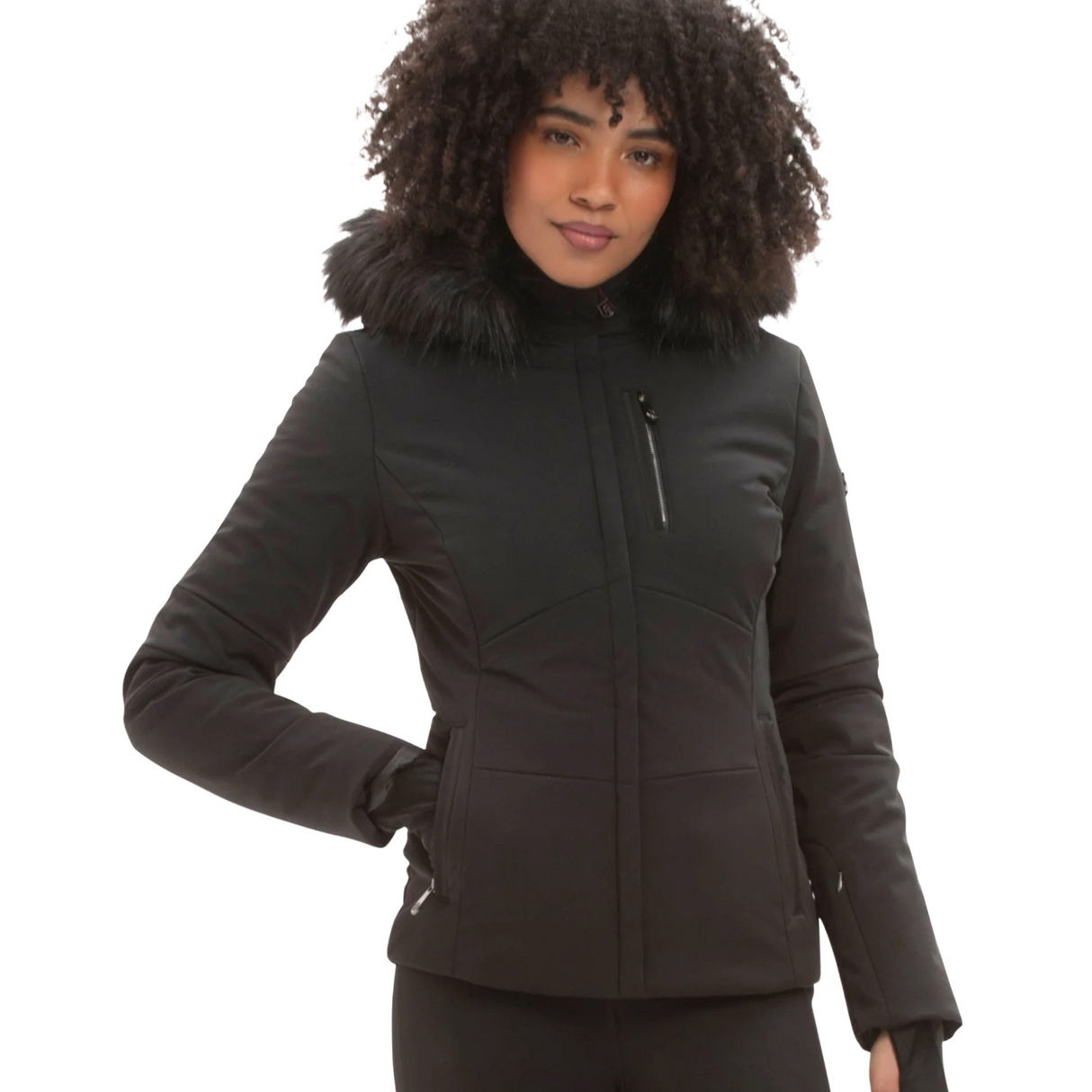 Stretch Faux Fur Ski Jacket